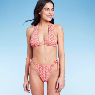 Women's Ultra High Leg Adjustable Coverage Bikini Bottom - Wild Fable⢠Orange Tile Print - Image 2