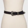 Women's Double Perf Western Belt - Wild Fable™ Black