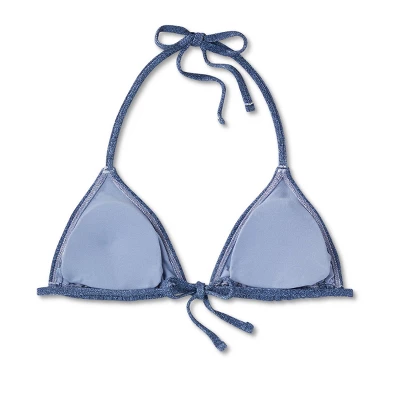 Women's Denim Textured Triangle Bikini Top - Wild Fable⢠Denim Blue - Image 6