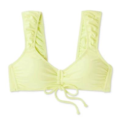 Women's Tie-Front Cap Sleeve Bralette Bikini Top - Wild Fable⢠Light Yellow - Image 5