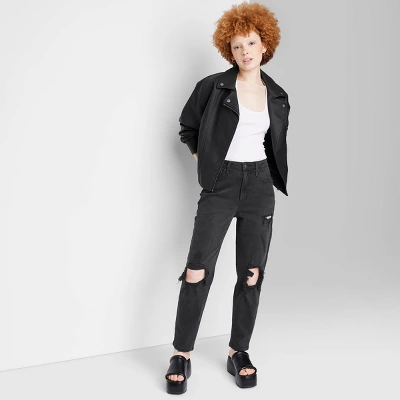 Women's Super-High Rise Tapered Jeans - Wild Fable⢠Black Denim - Image 3