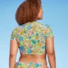 Women's Short Sleeve Zip Front Rashguard - Wild Fable™ Tropical Print