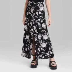 Women's Button-Front Printed Midi Skirt - Wild Fableā¢