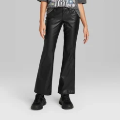 Women's Low-Rise Faux Leather Flare Pants - Wild Fable™