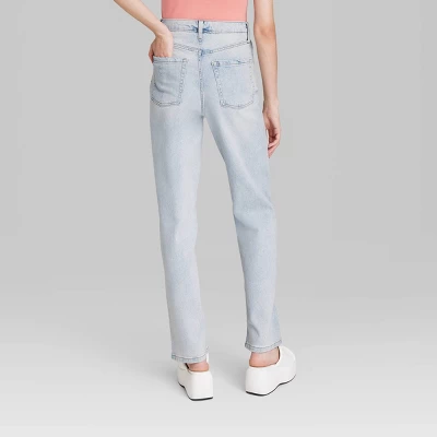 Women's Super-High Rise Distressed Straight Jeans - Wild Fable⢠Light Wash - Image 2
