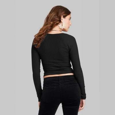 Women's Long Sleeve Sweetheart Neck Seamless Shirt - Wild Fable⢠- Image 2