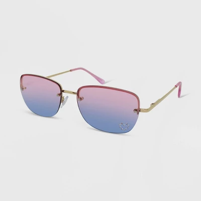 Women's Rhinestone Rimless Rectangle Sunglasses - Wild Fable⢠Gold