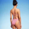 Women's Cut Out One Piece Swimsuit - Wild Fable™ Pink Lurex