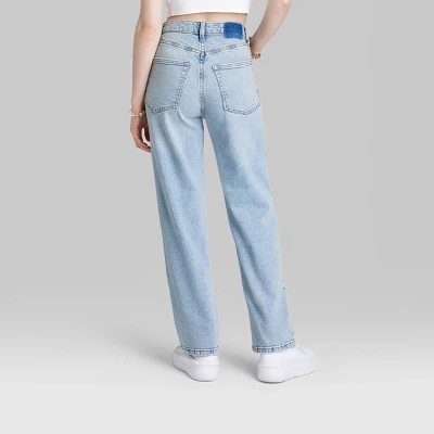 Women's High-Rise 90's Relaxed Slashed Straight Jeans - Wild Fable⢠Light Wash - Image 2