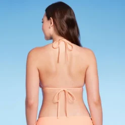 Women's Crochet Triangle Bikini Top - Wild Fable⢠Peach