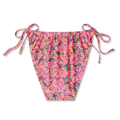 Women's Side-Tie Cheeky Bikini Bottom - Wild Fable⢠Pink Floral Print - Image 6