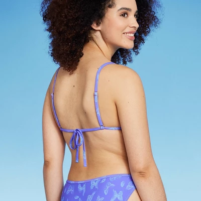 Women's Triangle Bikini Top - Wild Fable⢠Purple Butterfly Print - Image 4