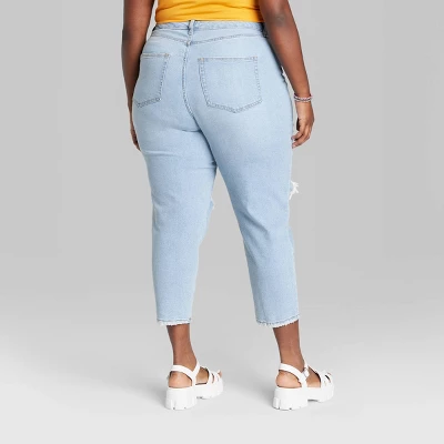 Women's Super-High Rise Distressed Slim Straight Jeans - Wild Fable⢠Medium Wash - Image 2