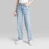 Women's High-Rise 90's Relaxed Slashed Straight Jeans - Wild Fable™ Light Wash
