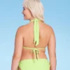 Women's Daisy Textured Ring Front Triangle Bikini Top - Wild Fable™ Green
