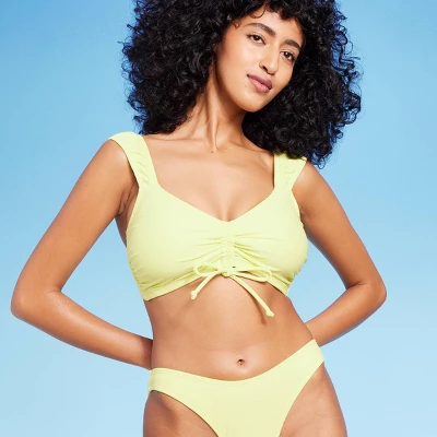 Women's Tie-Front Cap Sleeve Bralette Bikini Top - Wild Fable⢠Light Yellow - Image 8