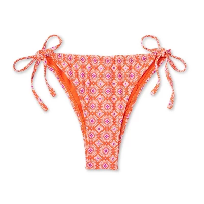 Women's Ultra High Leg Adjustable Coverage Bikini Bottom - Wild Fable⢠Orange Tile Print - Image 7