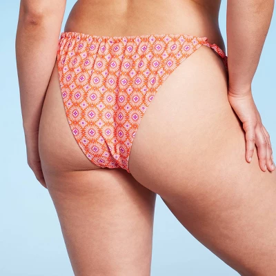 Women's Ultra High Leg Adjustable Coverage Bikini Bottom - Wild Fable⢠Orange Tile Print - Image 5