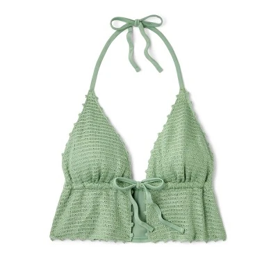Women's Crochet Tie-Front Longline Bikini Top - Wild Fable⢠Soft Green - Image 5