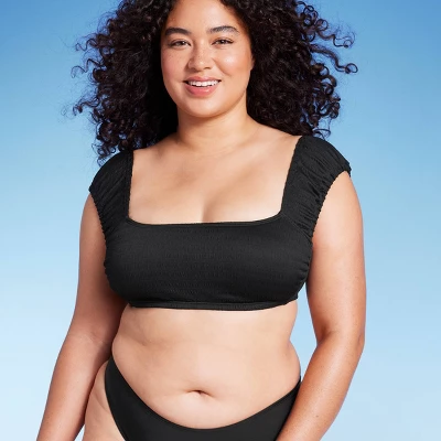 Women's Cap Sleeve Smocked Bralette Bikini Top - Wild Fable⢠- Image 3