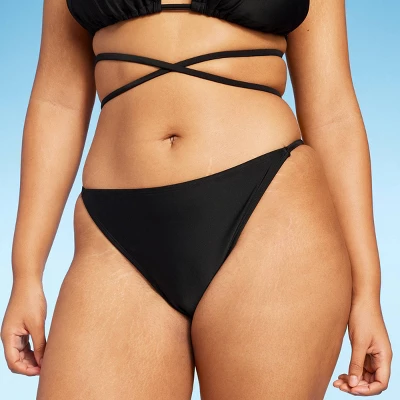Women's Side Tab Extra Cheeky High Leg Bikini Bottom - Wild Fable⢠Black - Image 3