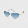 Women's Rimless Metal Heart Novelty Sunglasses - Wild Fable™ Blue