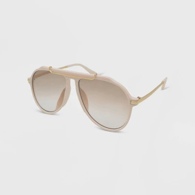 Women's Solid Plastic Metal Aviator Combo Sunglasses - Wild Fable⢠Beige Nude