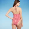Women's Keyhole Cross Front Halter Ultra High Leg Cheeky One Piece Swimsuit - Wild Fable™ Red