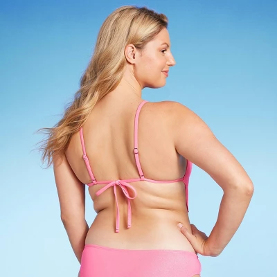 Women's Cowl Neck Longline Bralette Bikini Top - Wild Fable⢠Pink Shine - Image 4