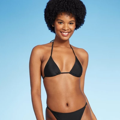 Women's Low Coverage Mini Triangle Bikini Top - Wild Fable⢠Black - Image 5