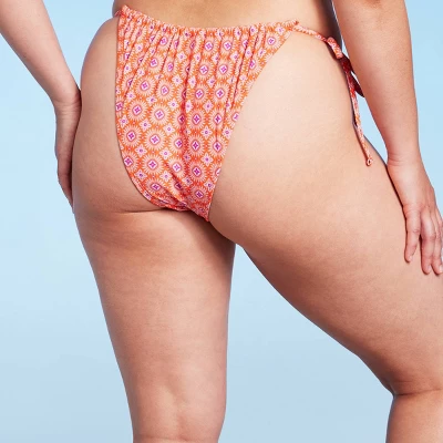 Women's Ultra High Leg Adjustable Coverage Bikini Bottom - Wild Fable⢠Orange Tile Print - Image 6