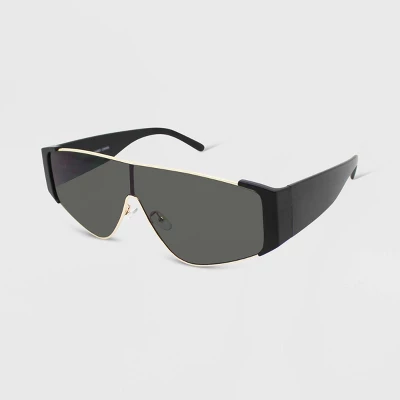 Plastic Metal Combo Shield Sunglasses - Wild Fable⢠Black