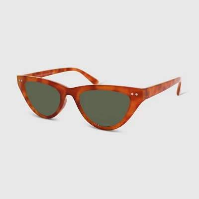 Women's Crystal Plastic Cateye Sunglasses - Wild Fable⢠Light Brown
