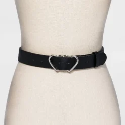 Women's Fable Double Heart Metal Buckle Belt - Wild Fable⢠Black