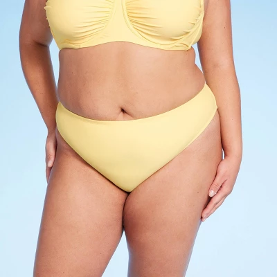 Women's Side-Tie Mid-Rise Cheeky High Leg Bikini Bottom - Wild Fable⢠Yellow - Image 3