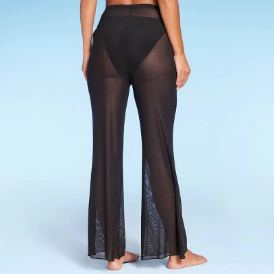 Women's Mesh Cover Up High Waist Flare Pants - Wild Fableā¢