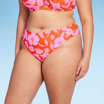 Women's Low-Rise Hipster Bikini Bottom - Wild Fable⢠Orange/Pink Tropical Print - Image 5
