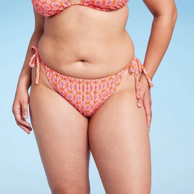 Women's Ultra High Leg Adjustable Coverage Bikini Bottom - Wild Fable⢠Orange Tile Print - Image 4