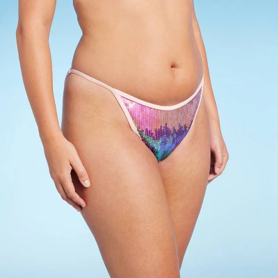 Women's Ombre Sequin Ultra High Leg Extra Cheeky Bikini Bottom - Wild Fable⢠Multi - Image 3