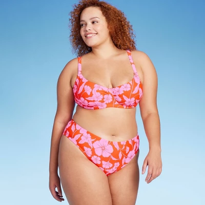 Women's Low-Rise Hipster Bikini Bottom - Wild Fable⢠Orange/Pink Tropical Print - Image 2